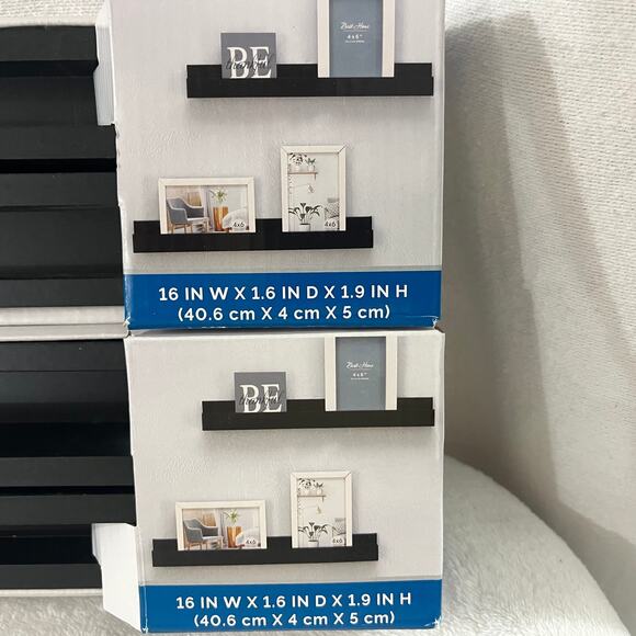 Bundle Black Interiors Design 16" Blackwood Ledge Wall Floating Display Shelves - Picture 2 of 2